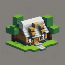 top-down pixel art house, thatched roof, Minecraft style, 32-bit