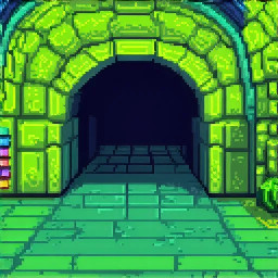 1-point perspective sewer tunnel using 8 colors