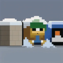 a cute, soft, snowy, 16bit town